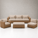 Cubile Set - Luxury banana rope and beech wood L-shaped sectional set Egypt by Royal Garden, 250x250cm
