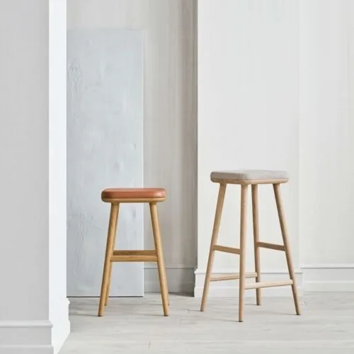 Cuero Stool - Luxury beech wood bar stool Egypt by Royal Garden, Tall W40xD40xH76 Short W35xD35xH66 two sizes