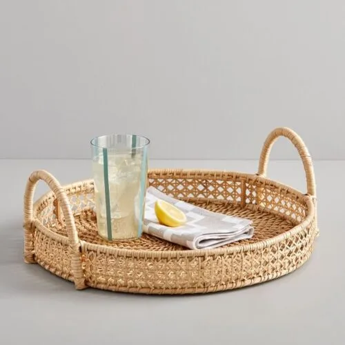 Lance Tray - Luxury bamboo tray Egypt by Royal Garden, D 50cm x H 10cm widest round natural bamboo cane tray