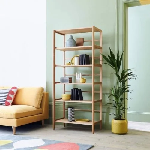 Sottile Bookcase - Luxury natural beech wood bookcase Egypt by Royal Garden, W 80cm x D 35cm x H 180cm natural storage