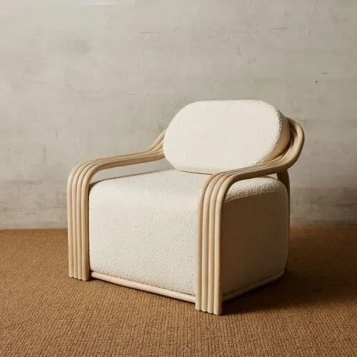 Muffa Chair - Luxury pure bamboo lounge chair Egypt by Royal Garden, W 70cm x D 85cm x H 70cm relaxed