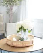 Medio Tray - Luxury bamboo tray Egypt by Royal Garden, D 45cm x H 12cm round natural bamboo and cane serving tray
