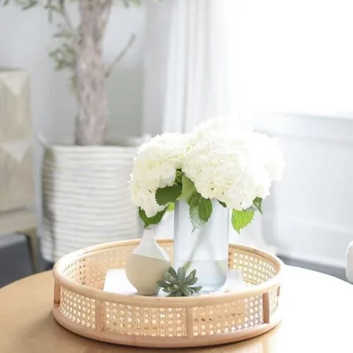 Medio Tray - Luxury bamboo tray Egypt by Royal Garden, D 45cm x H 12cm round natural bamboo and cane serving tray