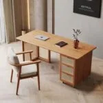 Lavoro Desk - Luxury Natural Beech Wood and Cane Deep Home Office Desk Chair Set Egypt by Royal Garden