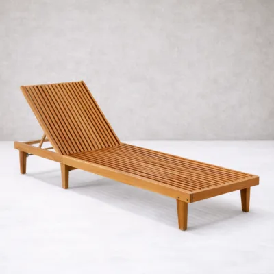 Curtir Chaise Lounge - Luxury outdoor chaise lounge Egypt by Royal Garden, L 200cm x W 80cm x H 30cm Pitch Pine Teak Wood