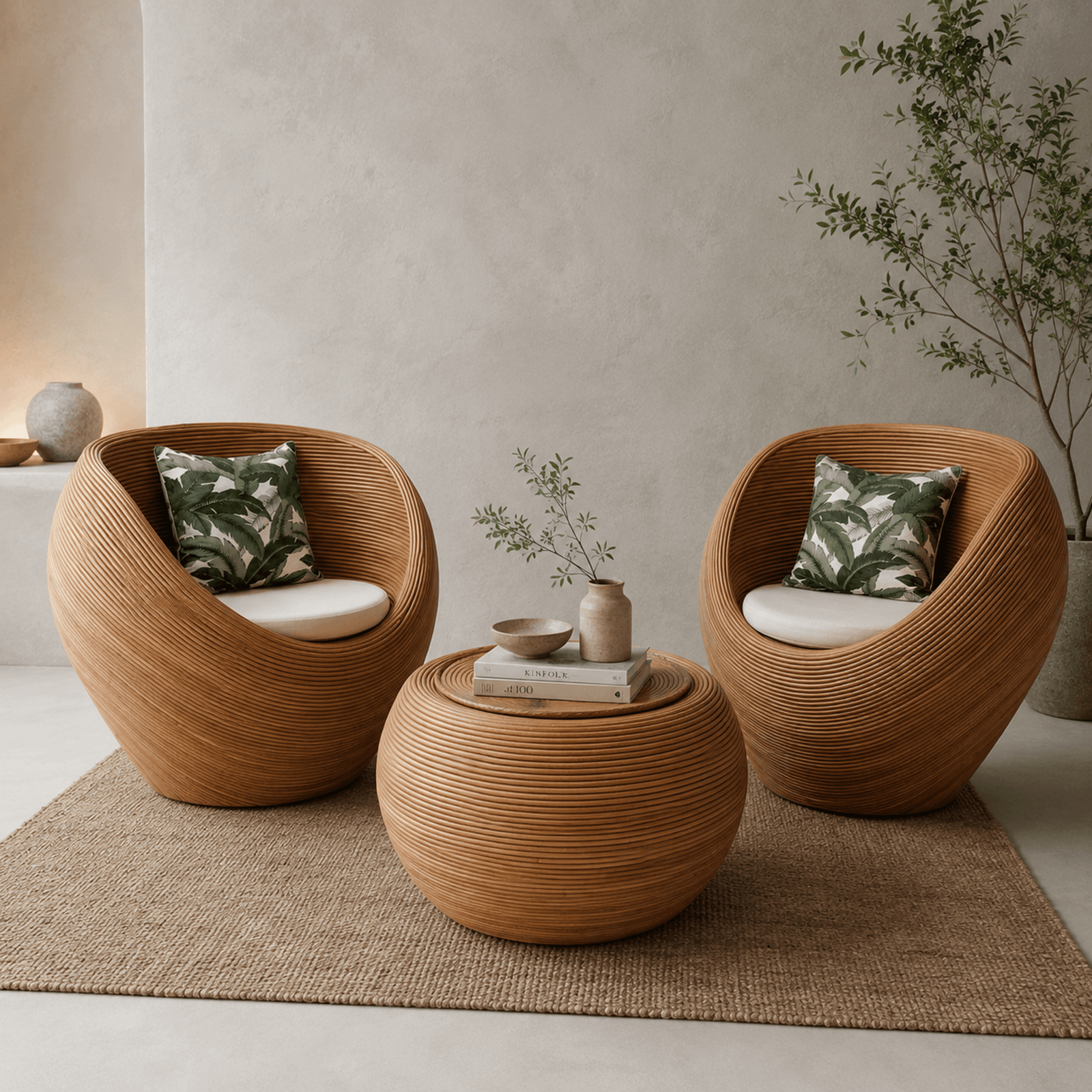 Plaja 2 Plajă Set - Luxury pure bamboo chair and table set Egypt by Royal Garden, 2 chairs plus table