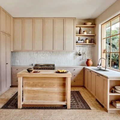 Melondy Kitchen - Luxury kitchen cabinets Egypt by Royal Garden, Counter Wood Natural Beech Wood warm family natural wood kitchen