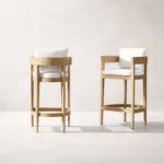 Arabella High Chair - Luxury outdoor high chair Egypt by Royal Garden, W 55cm x D 50cm x H 105cm seat 70cm Beech Pitch Pine Teak