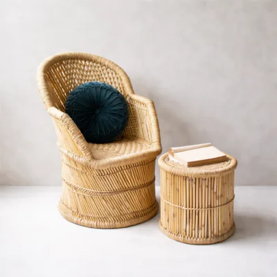 Trono Chair - Luxury bamboo and rope outdoor chair Egypt by Royal Garden, chair H 105cm with matching table