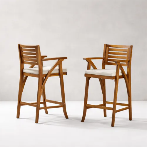 Alinear High Chair - Luxury outdoor high chair Egypt by Royal Garden, W 58cm x D 60cm x H 115cm Beech Pitch Pine Teak deep seat