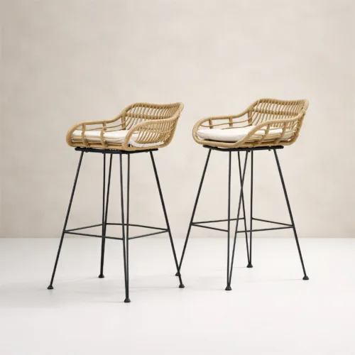 Boho High Chair - Luxury outdoor high chair Egypt by Royal Garden, W 55cm x D 60cm x H 95cm Bamboo Metal waterproof outdoor