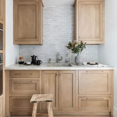 Milford Kitchen - Luxury kitchen cabinets Egypt by Royal Garden, Counter Wood Natural Beech Wood clean minimalist wood kitchen